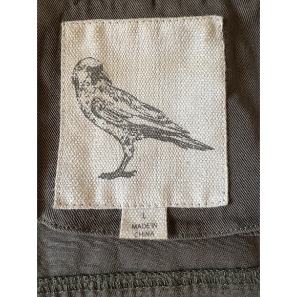 White Crow Size Large Hooded Jacket Full Zip Floral Accents Casual Olive Green - Picture 7 of 7